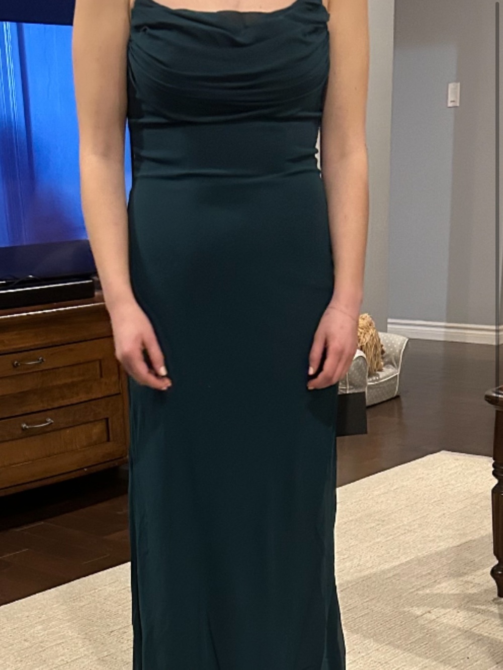 Lulu's Strapless Teal Evening Gown